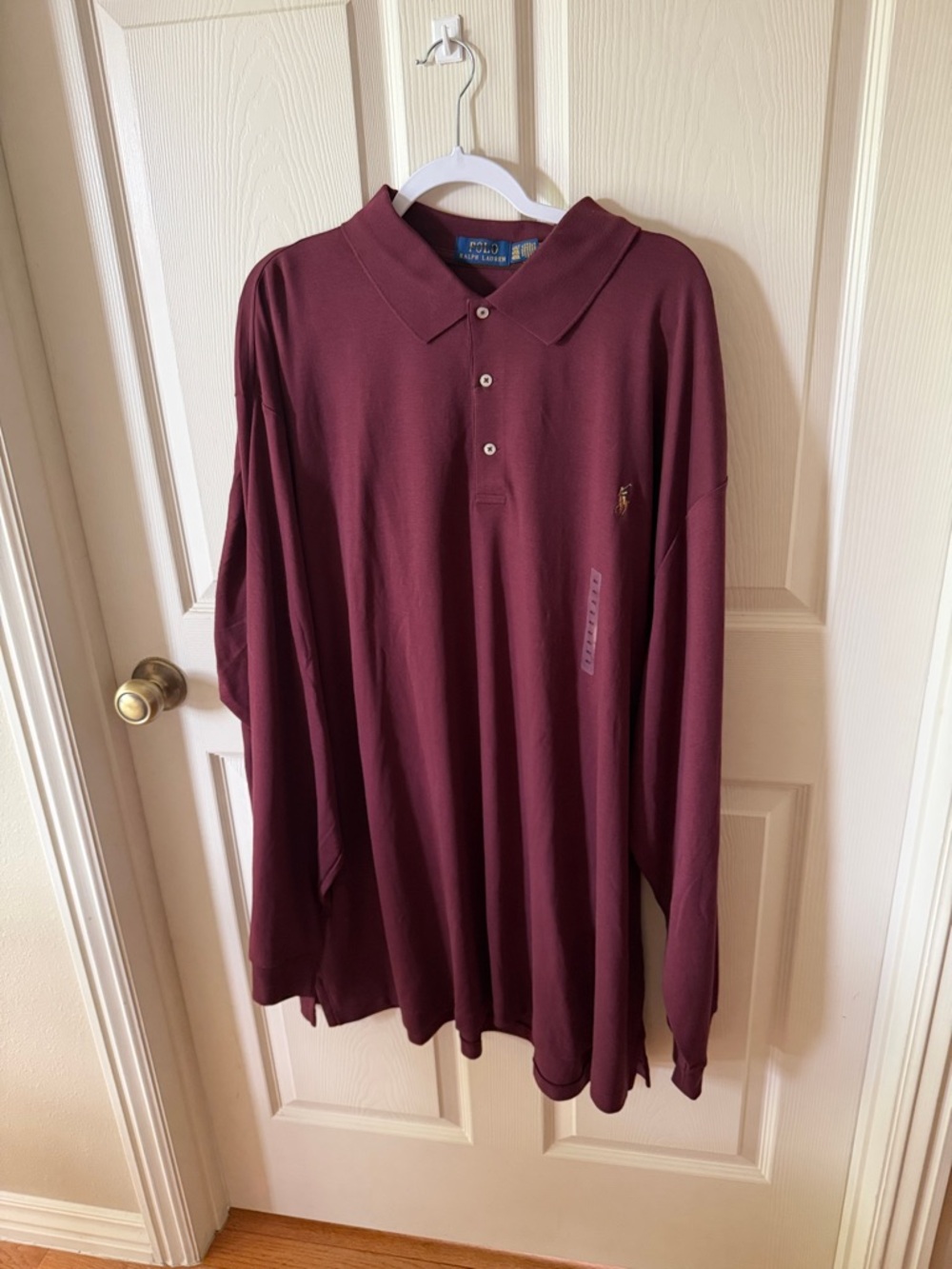 Polo Ralph Lauren Men's Maroon Long-Sleeve Polo Shirt Sz 4XLT.  NWOT